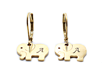 Náušnice s razeným príveskom sloníka / 10,7 mm x 13,9 mm / z chirurgickej ocele