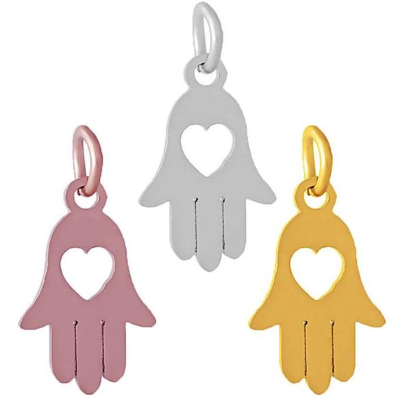 Hodvábny náramok s príveskom ruky Hamsa /19 mm x 10 mm/ z chirurgickej ocele