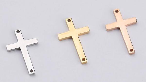 Prepletaný náramok s krížikom / 11 mm x 18  mm  / z chirurgickej ocele