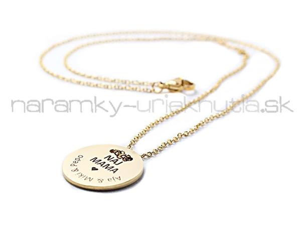 Luxusný náhrdelník s gravírovaným príveskom z chirurgickej ocele /21 mm/