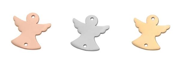 Ochranný amulet do auta s gravírovaným anjelikom Šťastnú cestu  /17  mm/ z chirurgickej ocele