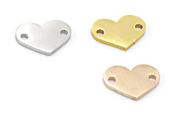SET náramkov s gravírovaným príveskom srdiečka  z chirurgickej ocele  / 12 mm /