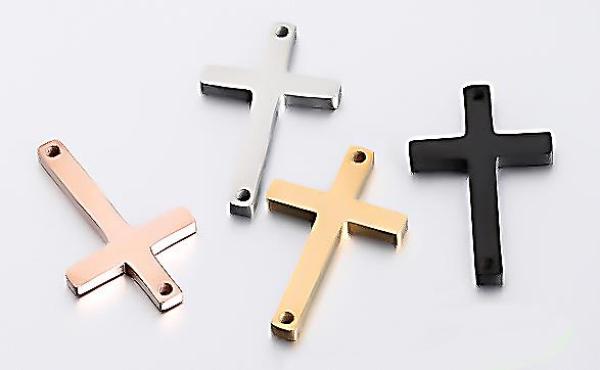 Jednoduchý náramok s krížikom / 11 mm x 18 mm / z chirurgickej ocele